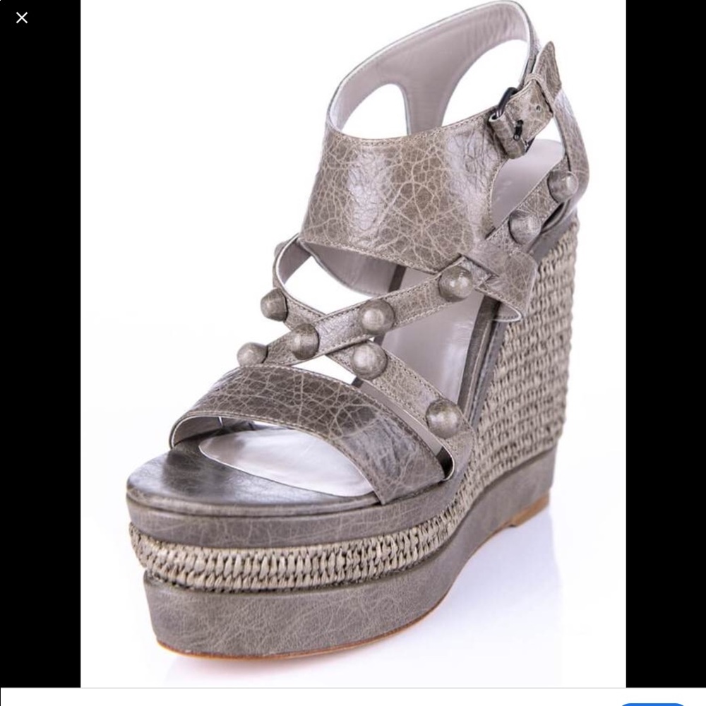 Balenciaga Grey Leather Arena Wedges